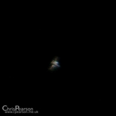 Image of the ISS as it passes over the UK.  Taken at 600mm then heavily cropped.